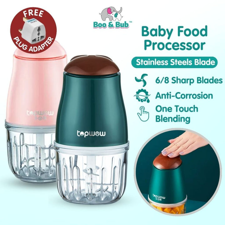 Boo & Bub Mini Blender Baby Food Grinder Processor One-button Start Stir Food Quickly Chopper - Boo & Bub
