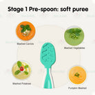 Boo & Bub Baby's First First Dipping Spoons  Baby Pre-Spoon Set 2 Stag6M+ Baby First Spoon BPA FREE Safe PP Material - Boo & Bub