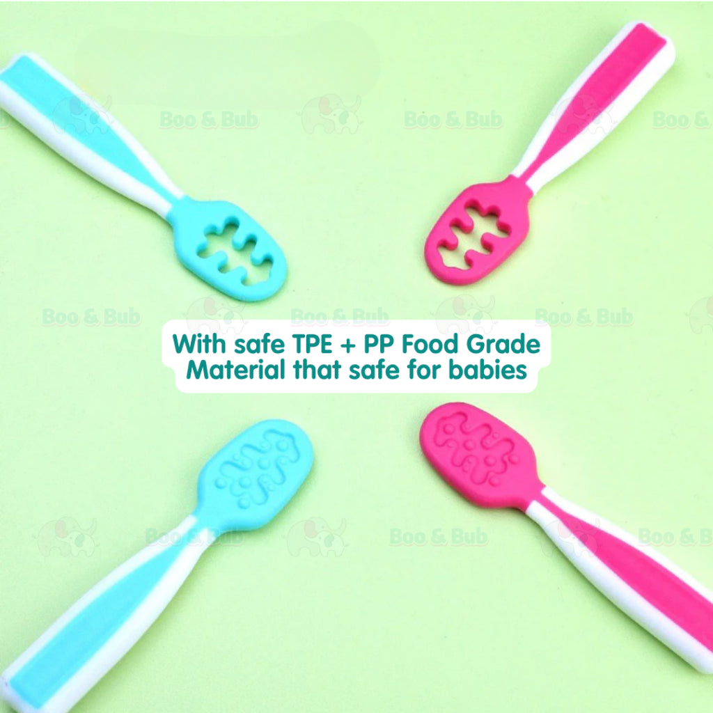 Boo & Bub Baby's First First Dipping Spoons  Baby Pre-Spoon Set 2 Stag6M+ Baby First Spoon BPA FREE Safe PP Material - Boo & Bub