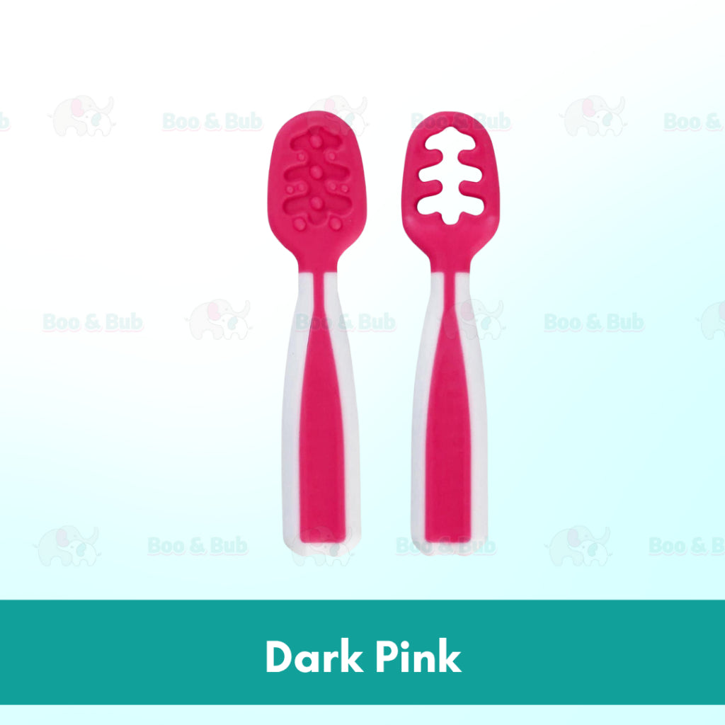 Boo & Bub Baby's First First Dipping Spoons  Baby Pre-Spoon Set 2 Stag6M+ Baby First Spoon BPA FREE Safe PP Material - Boo & Bub