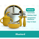 Boo&Bub Baby Stainless Steel Tableware Set 5pcs BPA-Free Silikon Hisap Anti-Tumpah Set Pinggan Mangkuk Bayi 儿童餐具 吸盘防滑 - Boo & Bub