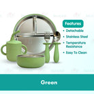 Boo&Bub Baby Stainless Steel Tableware Set 5pcs BPA-Free Silikon Hisap Anti-Tumpah Set Pinggan Mangkuk Bayi 儿童餐具 吸盘防滑 - Boo & Bub