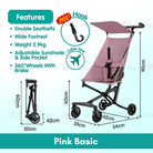 Boo&Bub Magic Stroller Foldable Lightweight Pocket ravel Stroller Adjust Height baby stroller Travel Friendly - Boo & Bub
