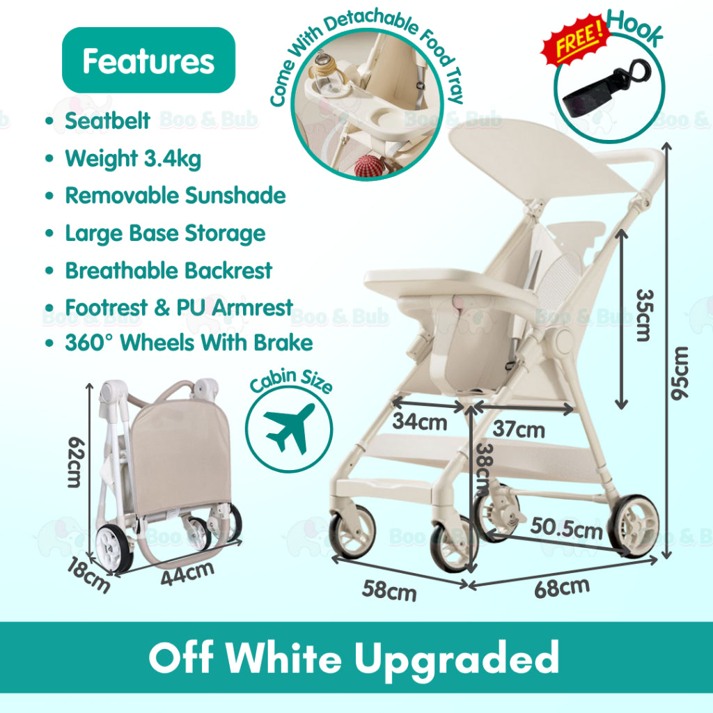 Boo&Bub Magic Stroller Foldable Lightweight Pocket ravel Stroller Adjust Height baby stroller Travel Friendly - Boo & Bub