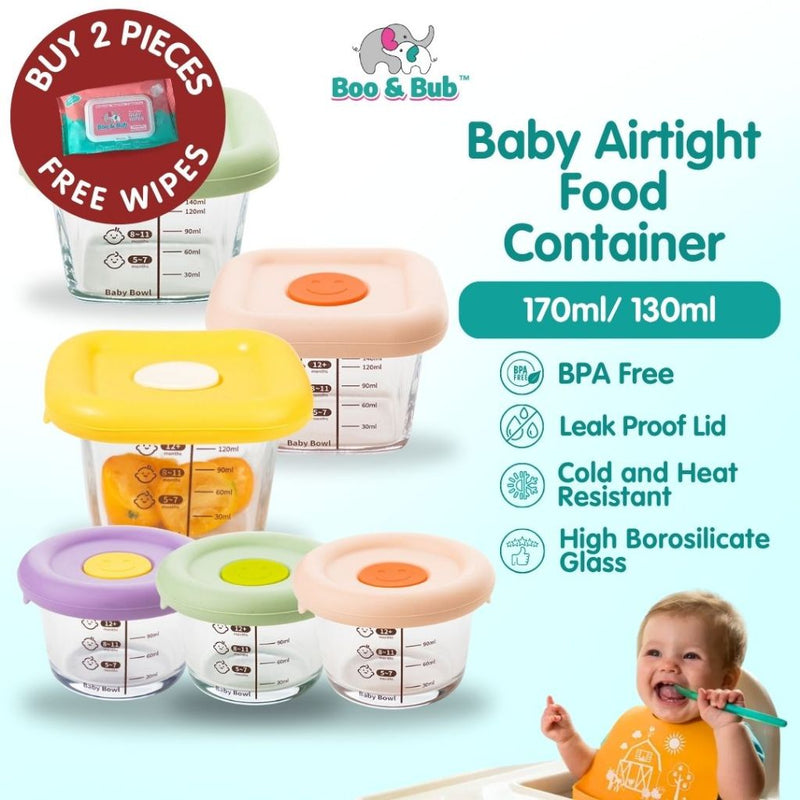 🐘Boo&Bub🐘 Airtight borosilicate glass food container Glass Container Bekas makanan kaca kedap udara 170ml