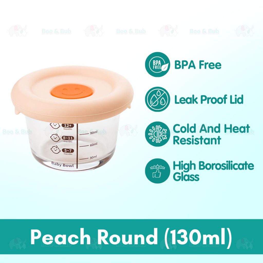 🐘Boo&Bub🐘 Airtight borosilicate glass food container Glass Container Bekas makanan kaca kedap udara 170ml - Boo & Bub