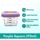 🐘Boo&Bub🐘 Airtight borosilicate glass food container Glass Container Bekas makanan kaca kedap udara 170ml - Boo & Bub