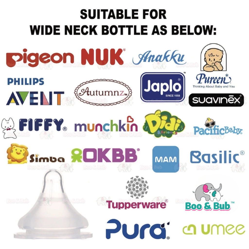 Boo & Bub Nursing Bottle Teat Wide Neck Anti-Colic Avent Teat  Peristaltic Teat Standard Thin Natural  Teat - Boo & Bub