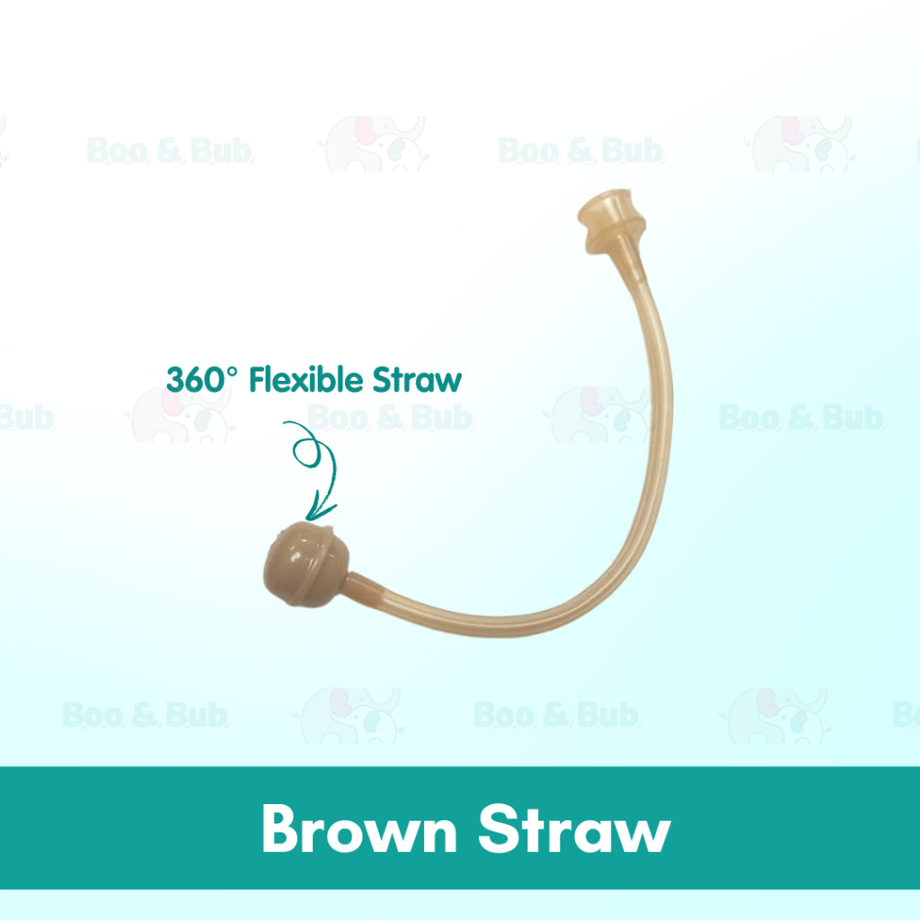 Boo and Bub Brown Silicone Baby Bottle Wide-neck Anti-flatulence Bayi Botol Susu with straw BPA FREE - Boo & Bub