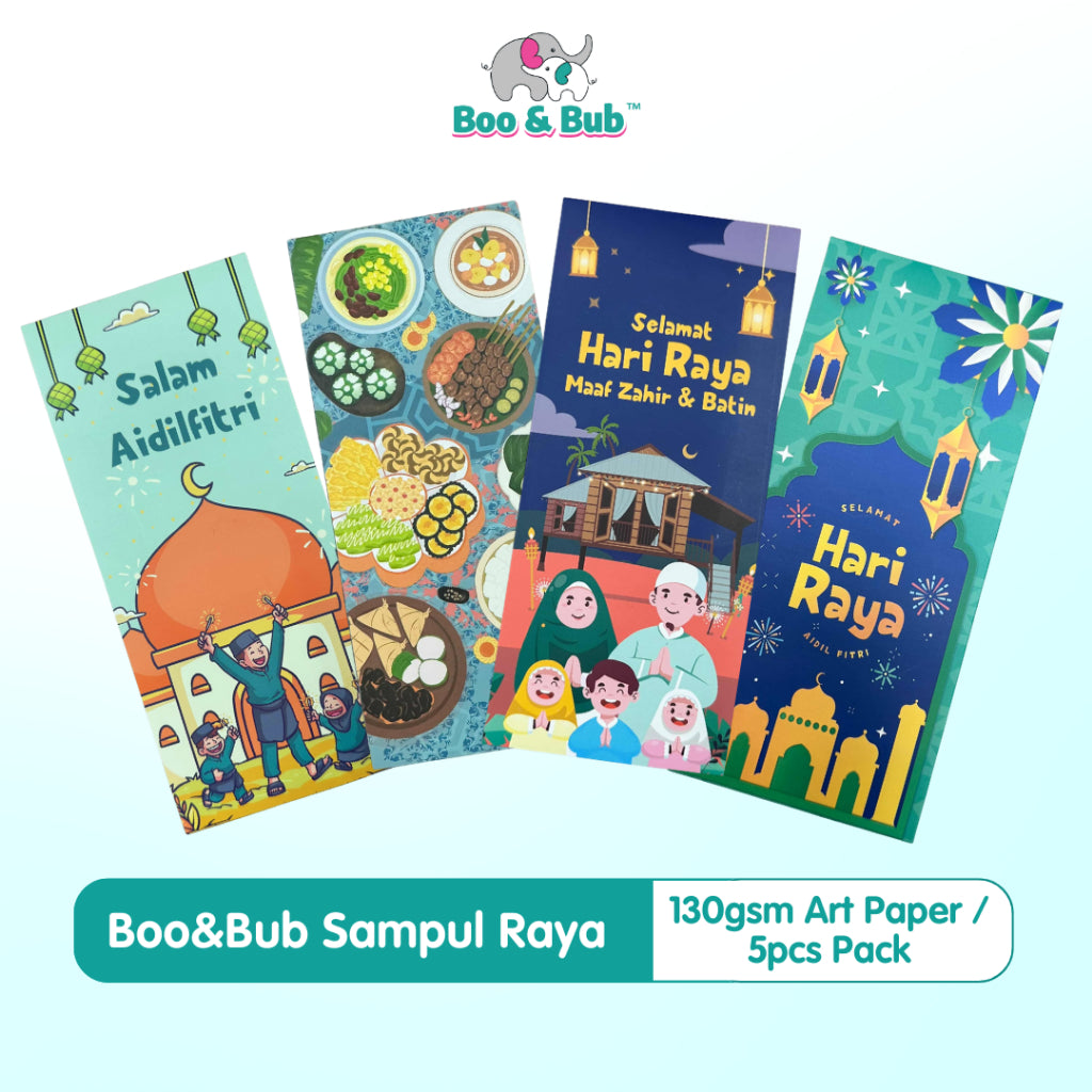 Boo&Bub NEW 5pcs Pack Sampul Raya Sampul duit Raya Cantik Dan Comel Hari Raya Money Packet Angpao 开斋节红包5个 - Boo & Bub