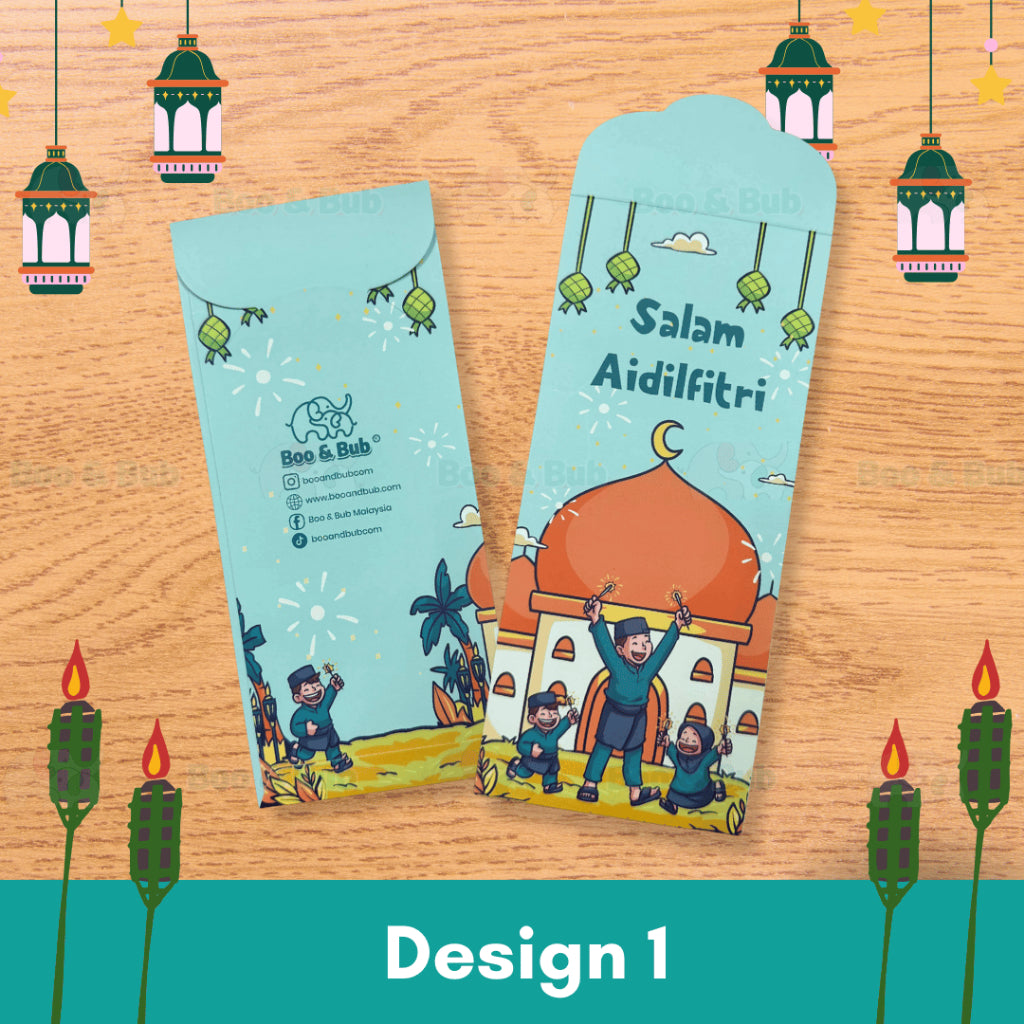 Boo&Bub NEW 5pcs Pack Sampul Raya Sampul duit Raya Cantik Dan Comel Hari Raya Money Packet Angpao 开斋节红包5个 - Boo & Bub