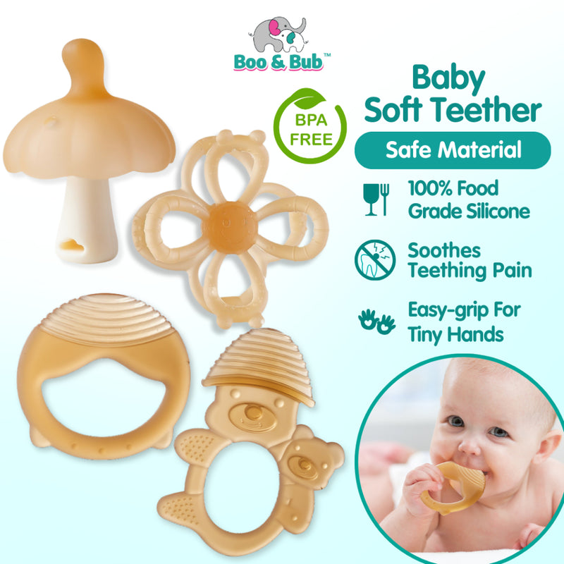 Boo & Bub Baby Soft Teether Silicone Teether BPA-Free Teething Toy Chewing Mainan Gigitan Bayi Teether Bayi Lembut  婴儿柔软