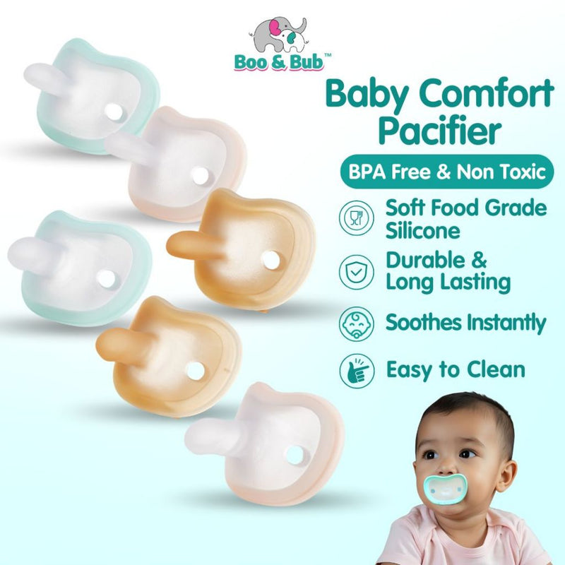 Boo and Bub Newborn Baby Soothie Pacifier Puting Baby Soft Silicone Nipple Flat/Round Head Puting