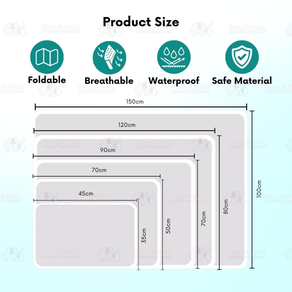 Boo&Bub Washable Baby Diaper Changing Mat Baby Urine Mat Waterproof Mattress Protector Pelapik tilam 婴儿隔尿垫成人 urine pad - Boo & Bub
