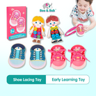 Boo&Bub Montessori Early Educational Wooden Basic Life Skill Training Tie Shoes Wear Buttons - Boo & Bub