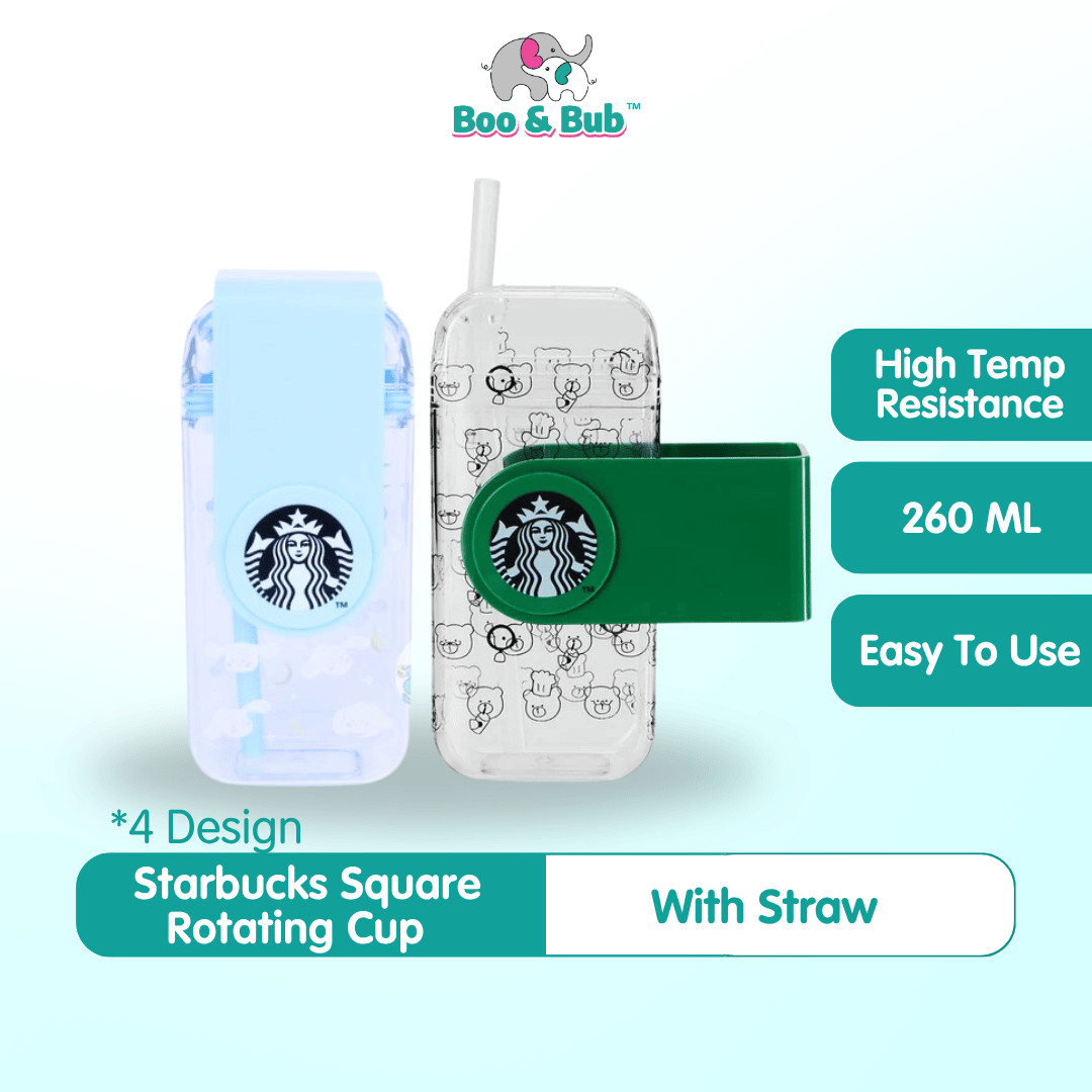 Starbucks square Rotating Cup with straw | high temperature resistant creative viral tumbler 星巴克 - Boo & Bub
