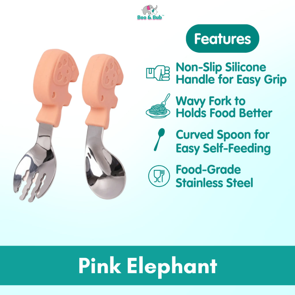 2PCS Soft Silicone Baby Spoon Set | Baby Infact Tableware Feeding Dishes Tableware For Kids Learn To Eat Training - Boo & Bub