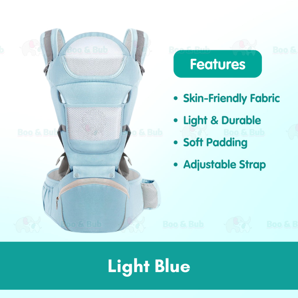 Ergonomic Baby Carrier | Newborn Infant Baby Hip seat Carrier 3 In 1 Front Facing Ergonomic Kangaroo Wrap Sling - Boo & Bub