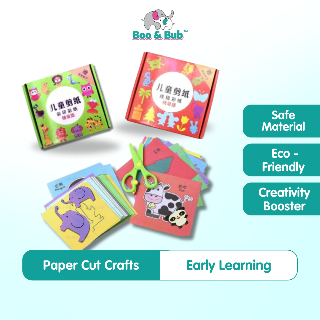 FREE Scissor 96pcs DIY Paper Cutting Book Crafts | Early Educational Origami Handmade Toys Fun Puzzle Baby Kid toy - Boo & Bub