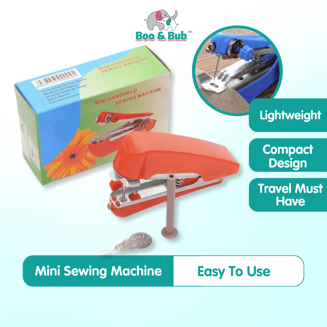 Boo&Bub Mini Sewing Machine | Portable Hand-Held Sewing Cloth Fabric Handy Electric Stitch Needlework Useful Handwork - Boo & Bub