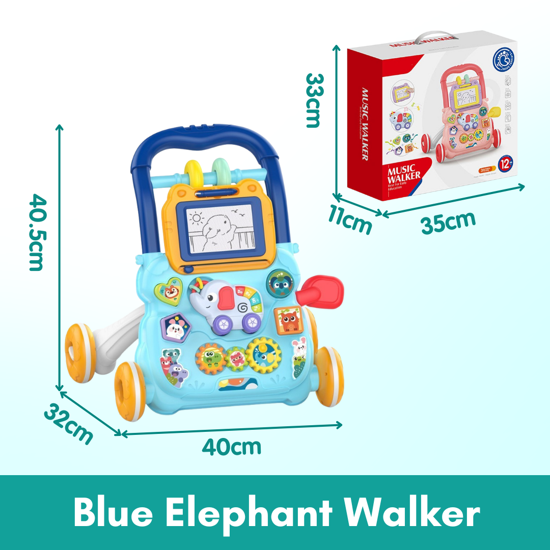 Baby Walker | Stand-to-Sit Trolley High Quality Kids Gift For Toddler Learning Walk Music Piano Phone Drawing Toy - Boo & Bub