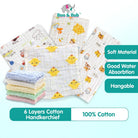 Baby Cotton Soft Six Layers Handkerchief | Newborn Toddler Soft Bath Gauze Feeding Kids Wash 手帕 - Boo & Bub
