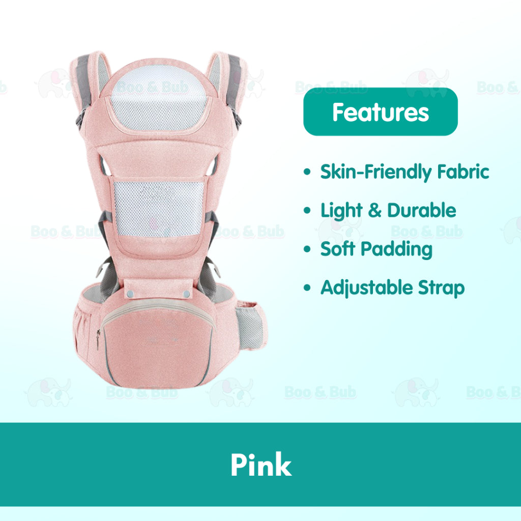 Ergonomic Baby Carrier | Newborn Infant Baby Hip seat Carrier 3 In 1 Front Facing Ergonomic Kangaroo Wrap Sling - Boo & Bub