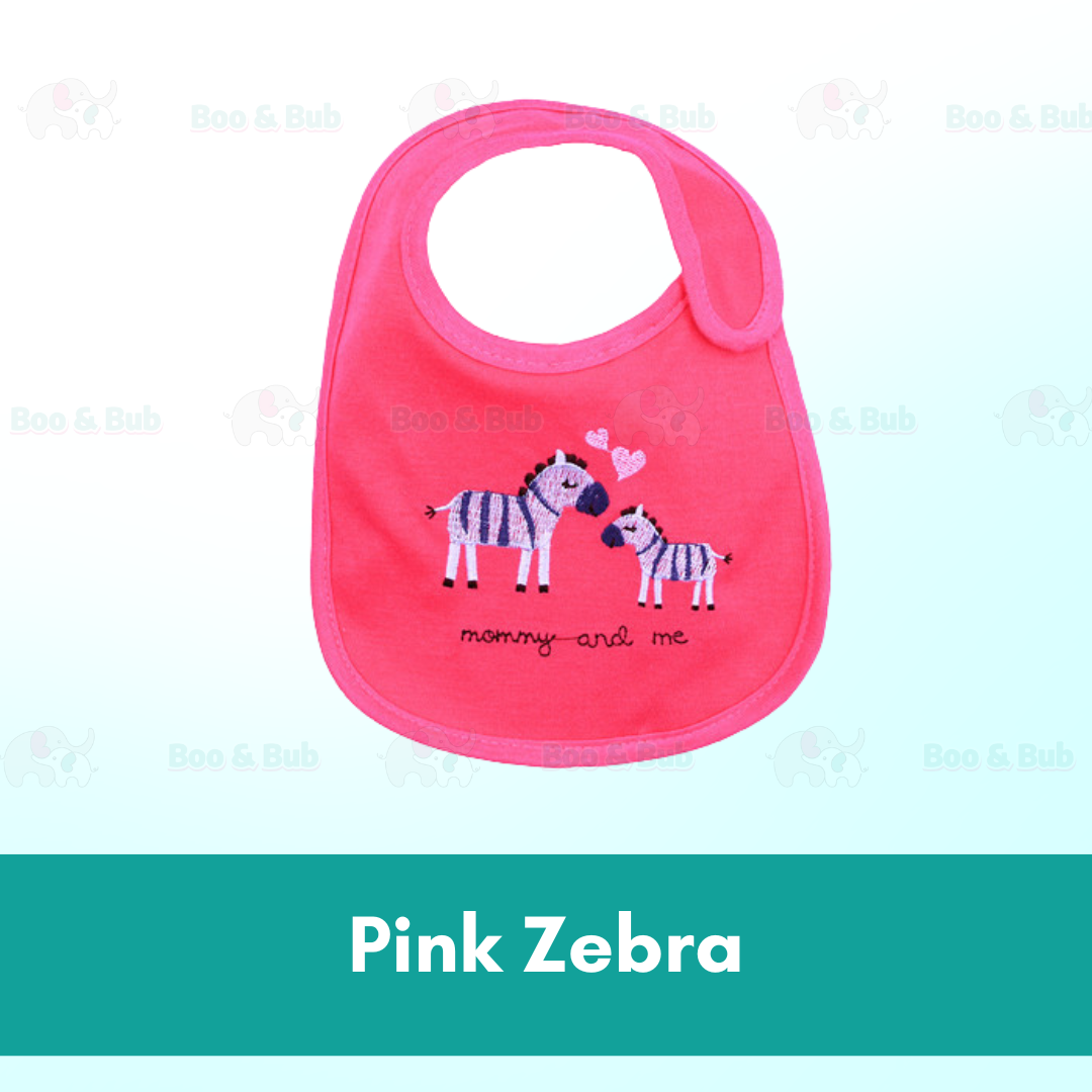 Boo&Bub Newborn Cute Print Bib | Baby Bib With Button | double layers Cartoon Character Animal - Boo & Bub