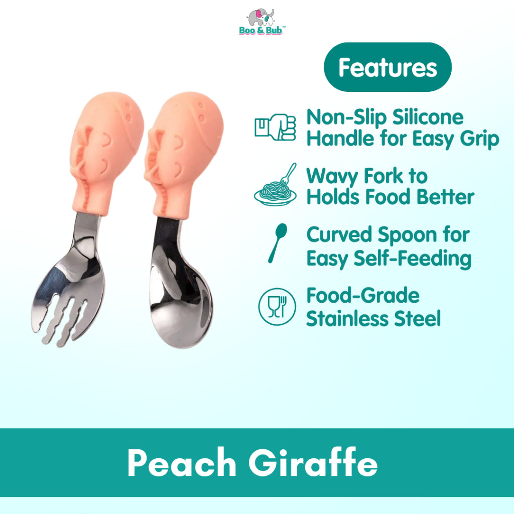 2PCS Soft Silicone Baby Spoon Set | Baby Infact Tableware Feeding Dishes Tableware For Kids Learn To Eat Training - Boo & Bub