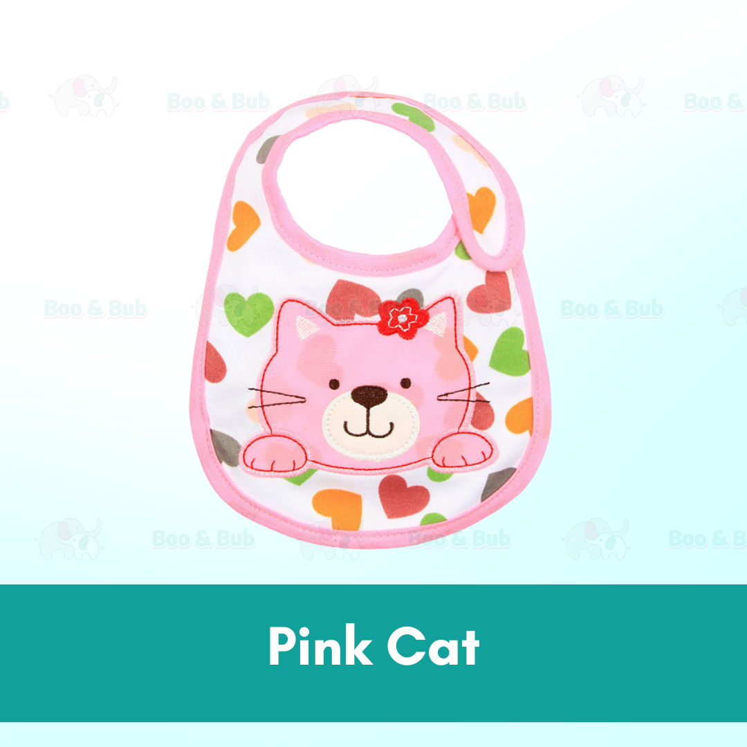 Boo&Bub Newborn Cute Print Bib | Baby Bib With Button | double layers Cartoon Character Animal - Boo & Bub
