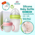 Boo&Bub Silicone Baby Bottle Wide-neck Anti-flatulence Bayi Botol Susu with straw BPA FREE - Boo & Bub