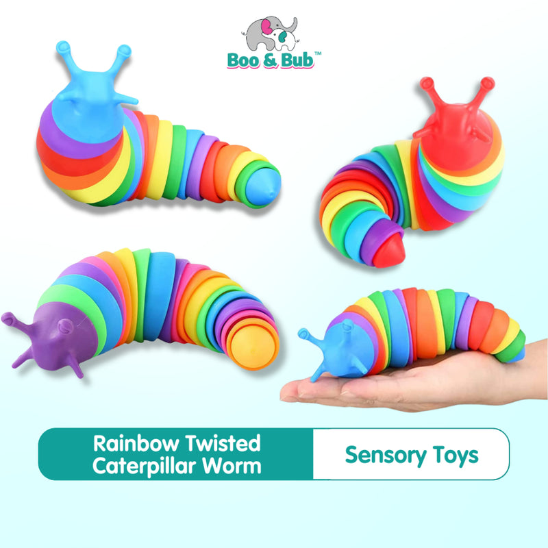 Boo&Bub Sensory Baby Toys Rainbow Twisting Caterpillar Worm | Stress Relieve Toys Decompression Fidget Slug