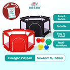Boo&Bub Foldable Hexagon Playpen Playground Kids Indoor Baby Play Fence Kids Safety Play Yard Pagar Kanak Mainan Playpen - Boo & Bub