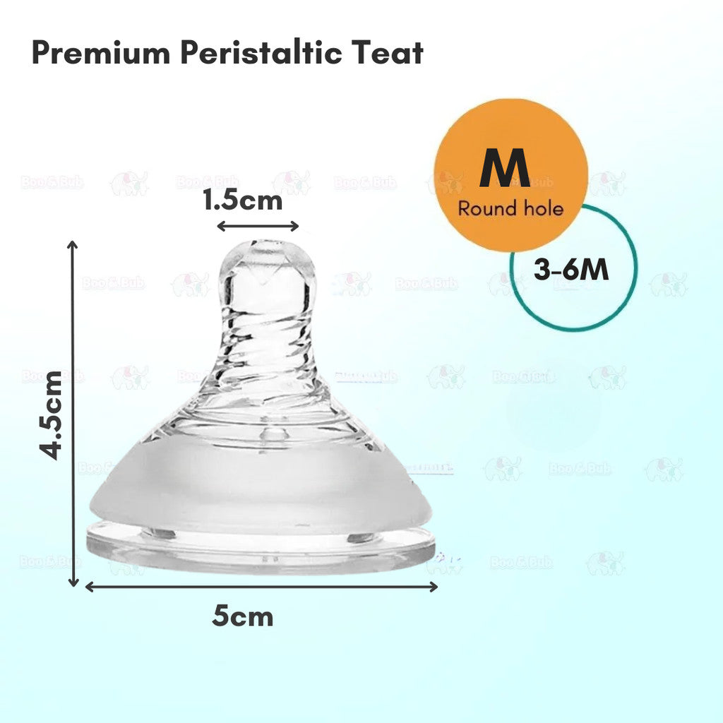 Boo&Bub Peristaltic Teat Silicone Gel Wide Mouth Thick Baby Infant Kids Teether Care Milk Feeding Bottle Pacifier Teat - Boo & Bub