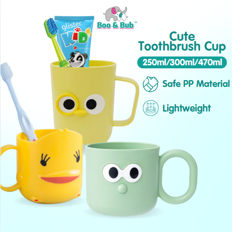 Toothbrush Cup Children Cute Cartoon Cup Kids Mouthwash Cup Rinsing Cup Plastic Wash Cup BPA Free Couple Matching Cup - Boo & Bub
