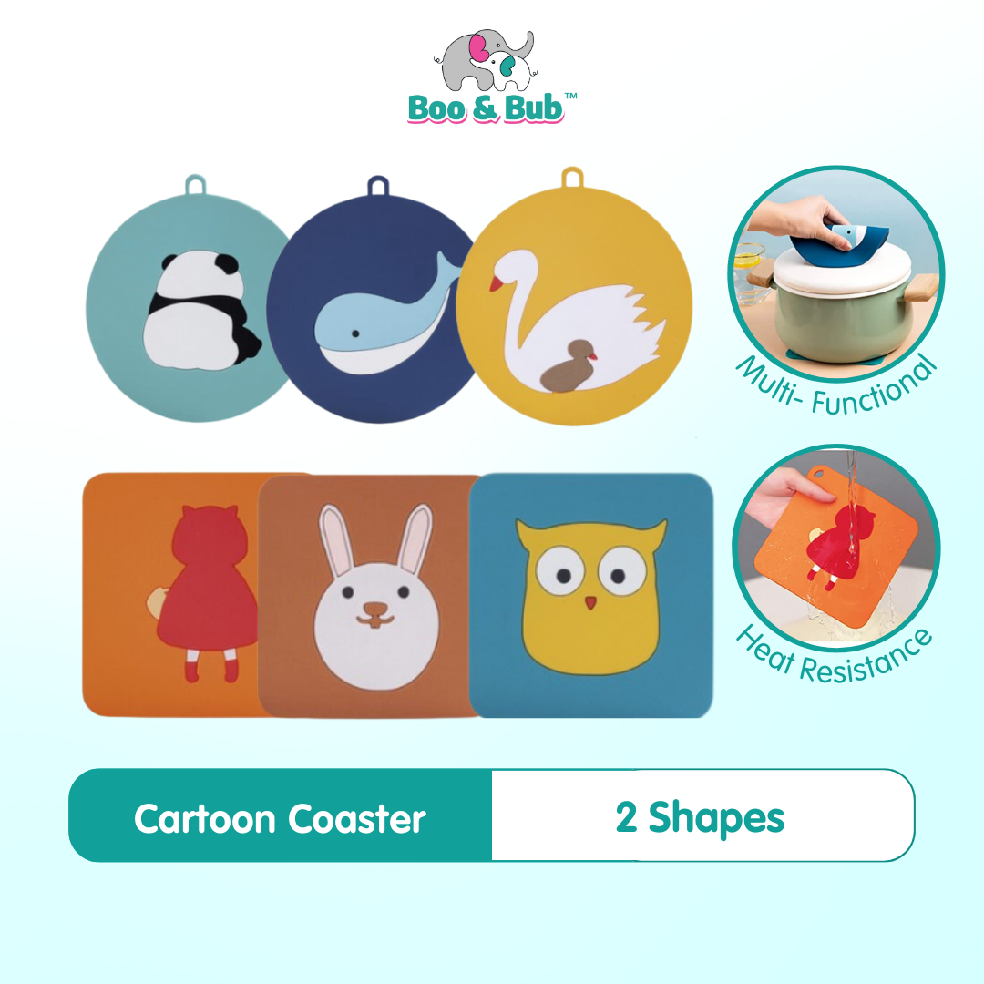 Cartoon Coaster | Heat-resistant Table Mat Bowl | Silicone Coaster Non-slip Desk Decoration Mat - Boo & Bub