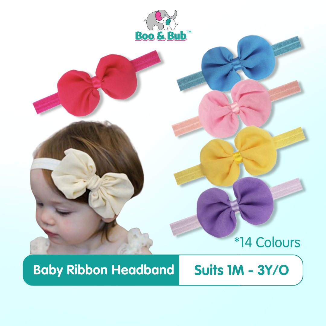 Baby Ribbon Headband | Newborn Cute Girl kids Bow Elastic Hairband headwrap Children Hair Accessories - Boo & Bub