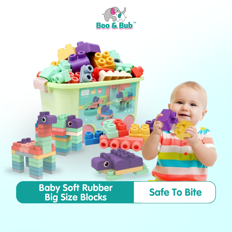 Baby 3D Soft Plastic Big Size Building Blocks | DIY Compatible Rubber Brick Early Educational Teethers Bricks