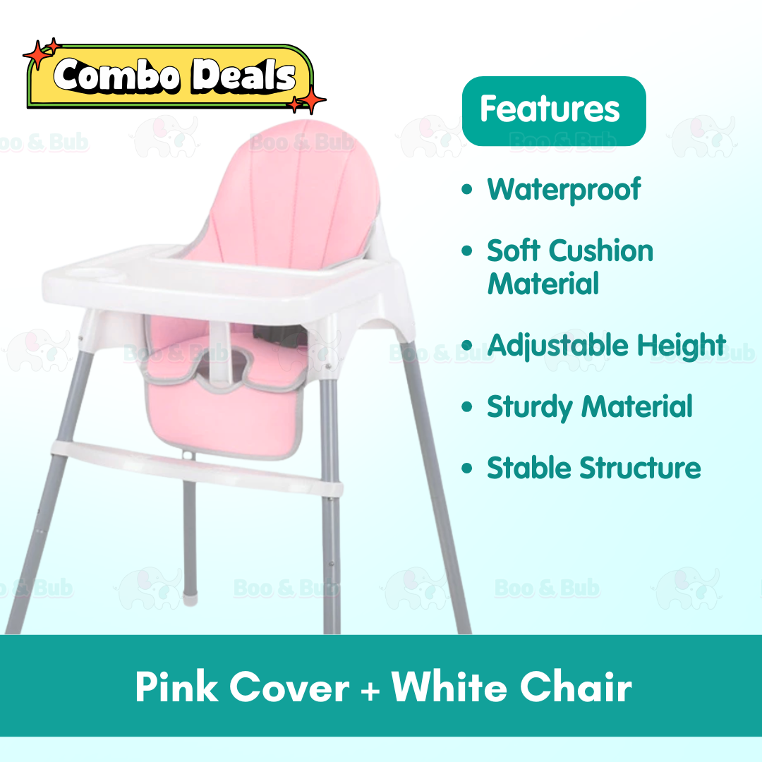 Boo&Bub 2 in 1 Baby Chair Height Adjustable Infant Baby High Chair With Safety Belt Cushion Baby Chair Dining Kerusi - Boo & Bub