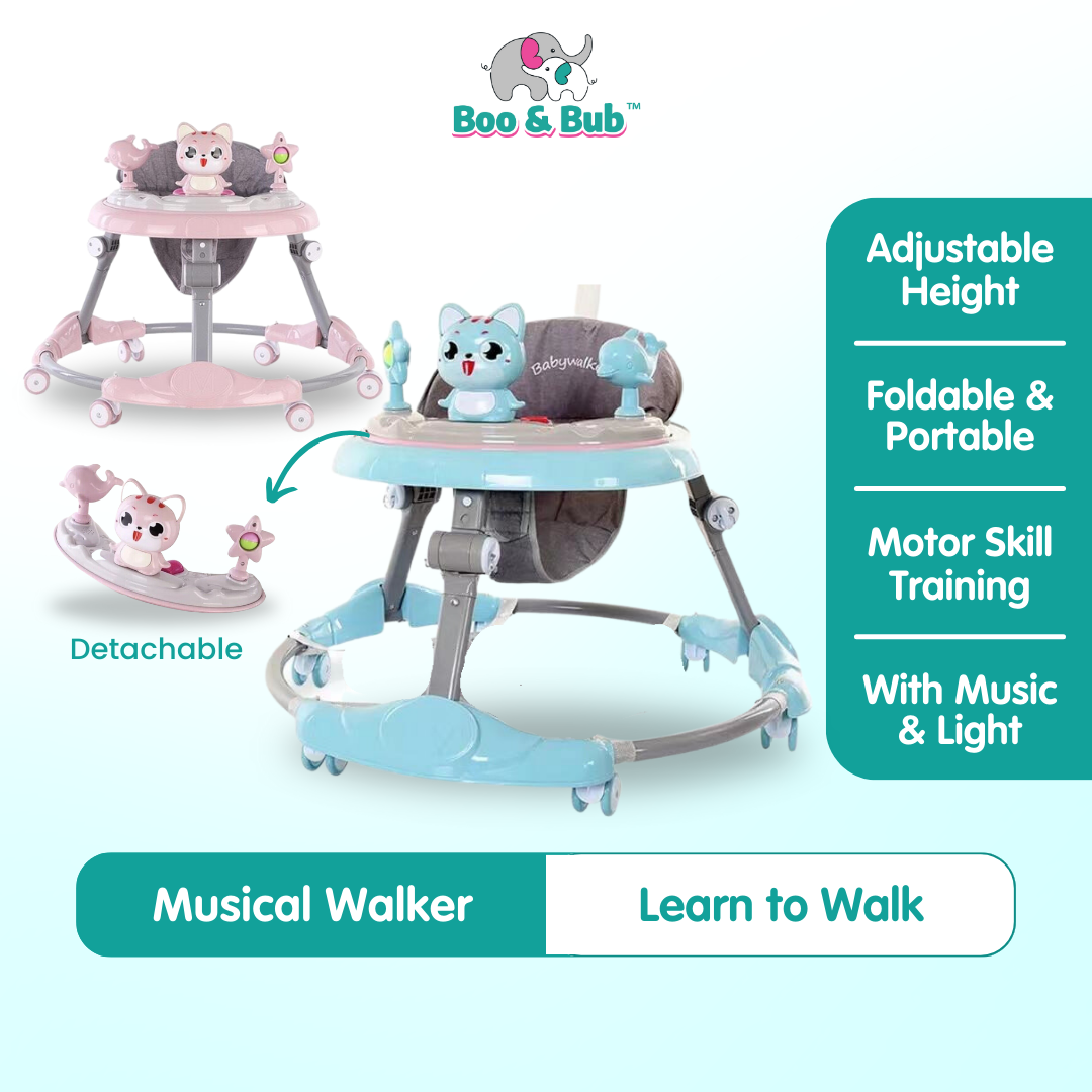Baby Foldable walker | safe anti-o-leg multi-function anti-rollover babies bumper sit children learn to walk - Boo & Bub