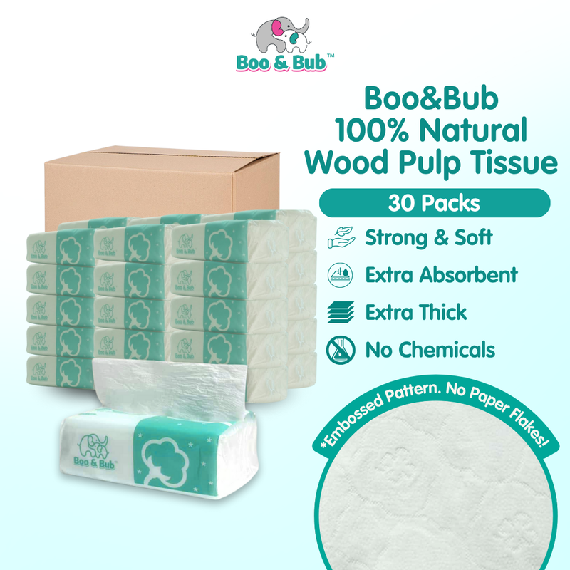 [30 Packs/ Carton] Boo&Bub Bamboo Tissue 3Ply 1 Carton Soft Facial Tissue tisu