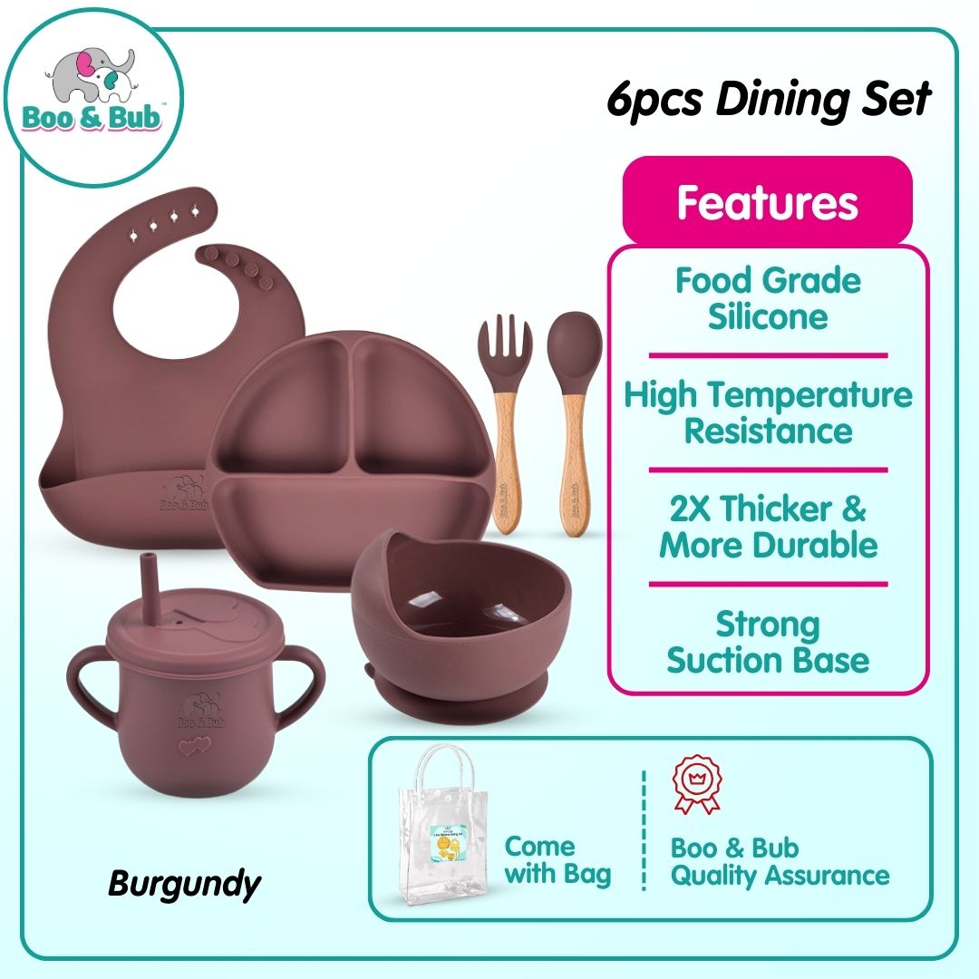 Baby Silicone Dining Set | Suction Plate BPA Free Microwavable Bowl Food Grade Training Dinning Tableware - Boo & Bub