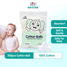 Boo&Bub 100pcs Cotton Ball High Quality 100% Pure | Kapas Bulat | Cleaning Cotton Balls | Disposable Cotton Balls - Boo & Bub