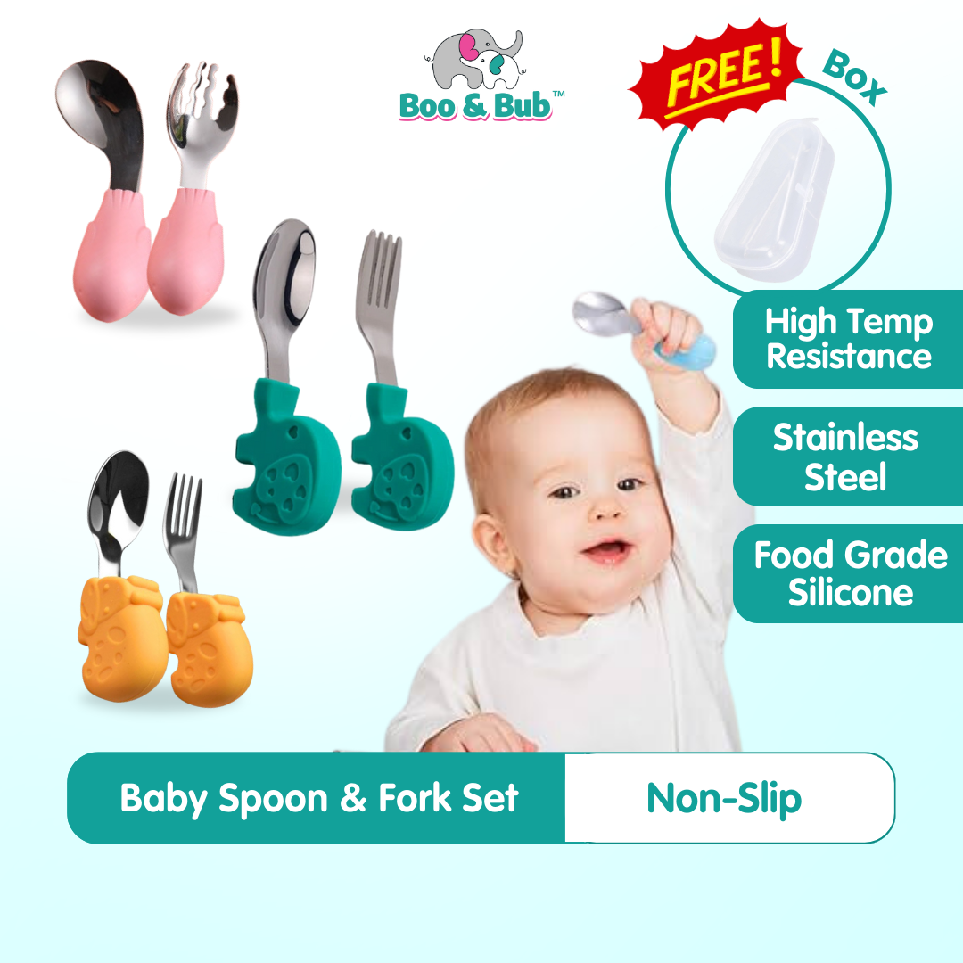 2PCS Soft Silicone Baby Spoon Set | Baby Infact Tableware Feeding Dishes Tableware For Kids Learn To Eat Training - Boo & Bub