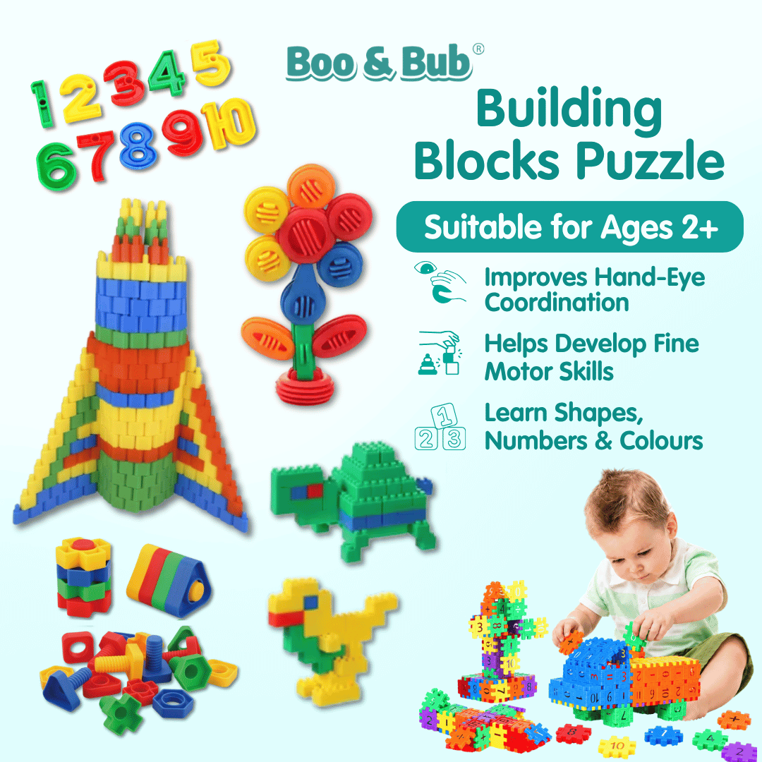 MULTI DESIGN Building Blocks | Early Learning Montessori Kid Play Bricks Number Pipe Puzzle | Budak Mainan Lego - Boo & Bub
