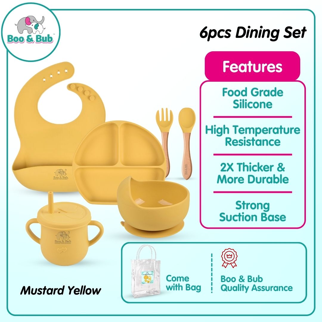 Baby Silicone Dining Set | Suction Plate BPA Free Microwavable Bowl Food Grade Training Dinning Tableware - Boo & Bub