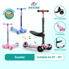 Kid Scooter Flashing Light Wheel | Foldable Aluminum skateboard kids Adjustable Height  Foot Scooters Toys Gifts - Boo & Bub