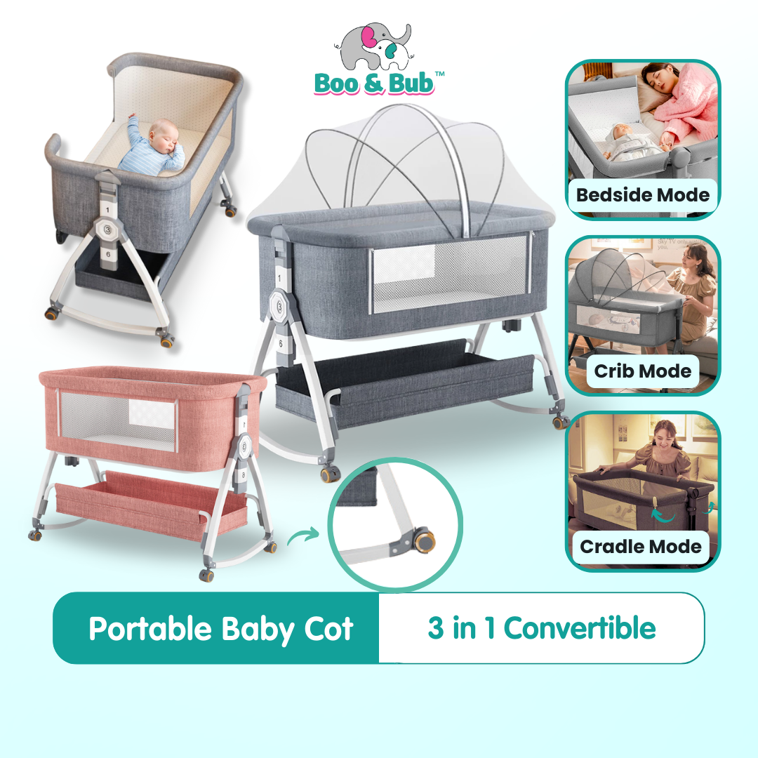 Boo&Bub Newborn Folding Baby Crib Multifunction Portable Baby Cot Adjustable portable baby Bed travel cot katil bayi - Boo & Bub