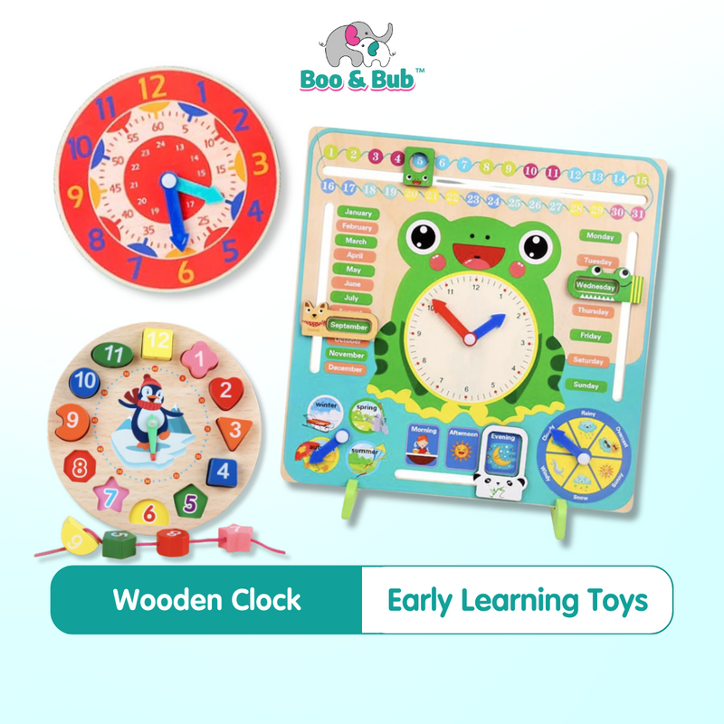 Wooden Calendar Clock Set | Children Time Cognitive Toys Kids Early Learning Educational Montessori