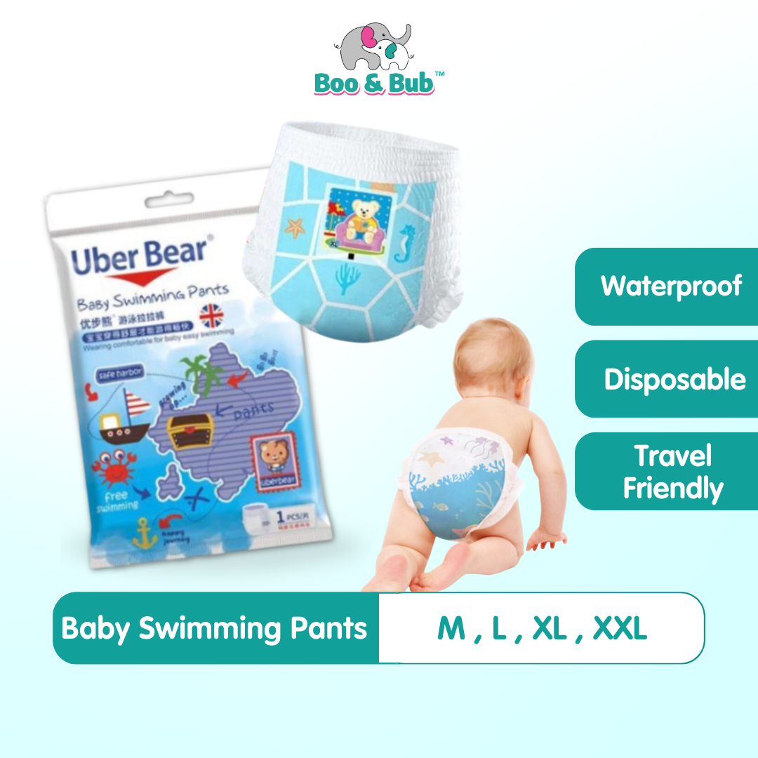 1pc Pack - Uber Bear Disposable Baby Kids Waterproof Leakproof Swimming Diaper| Pant Lampin Renang Bayi 游泳裤子尿片 - Boo & Bub